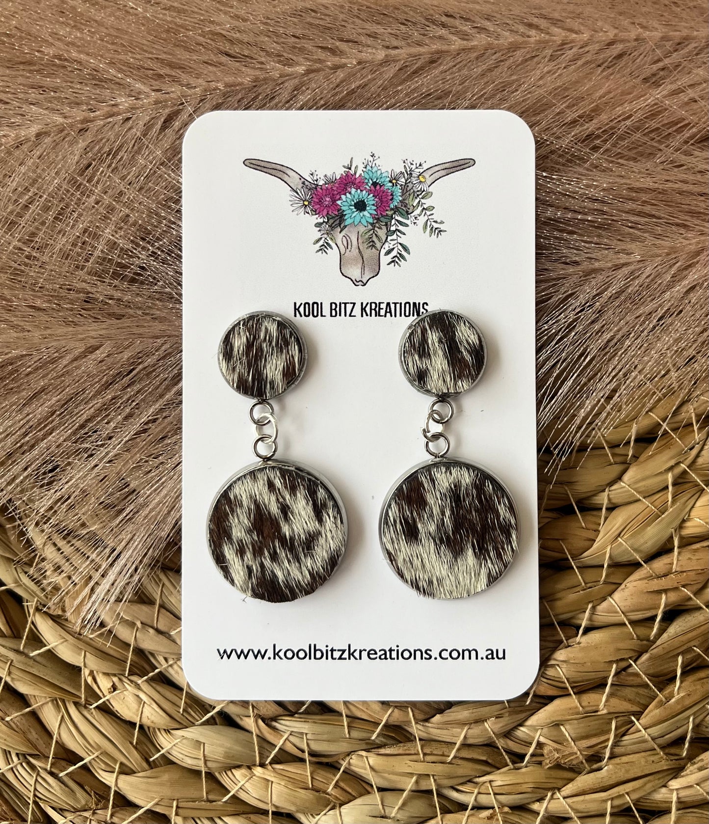 Small Cowhide Double Dangle Earring