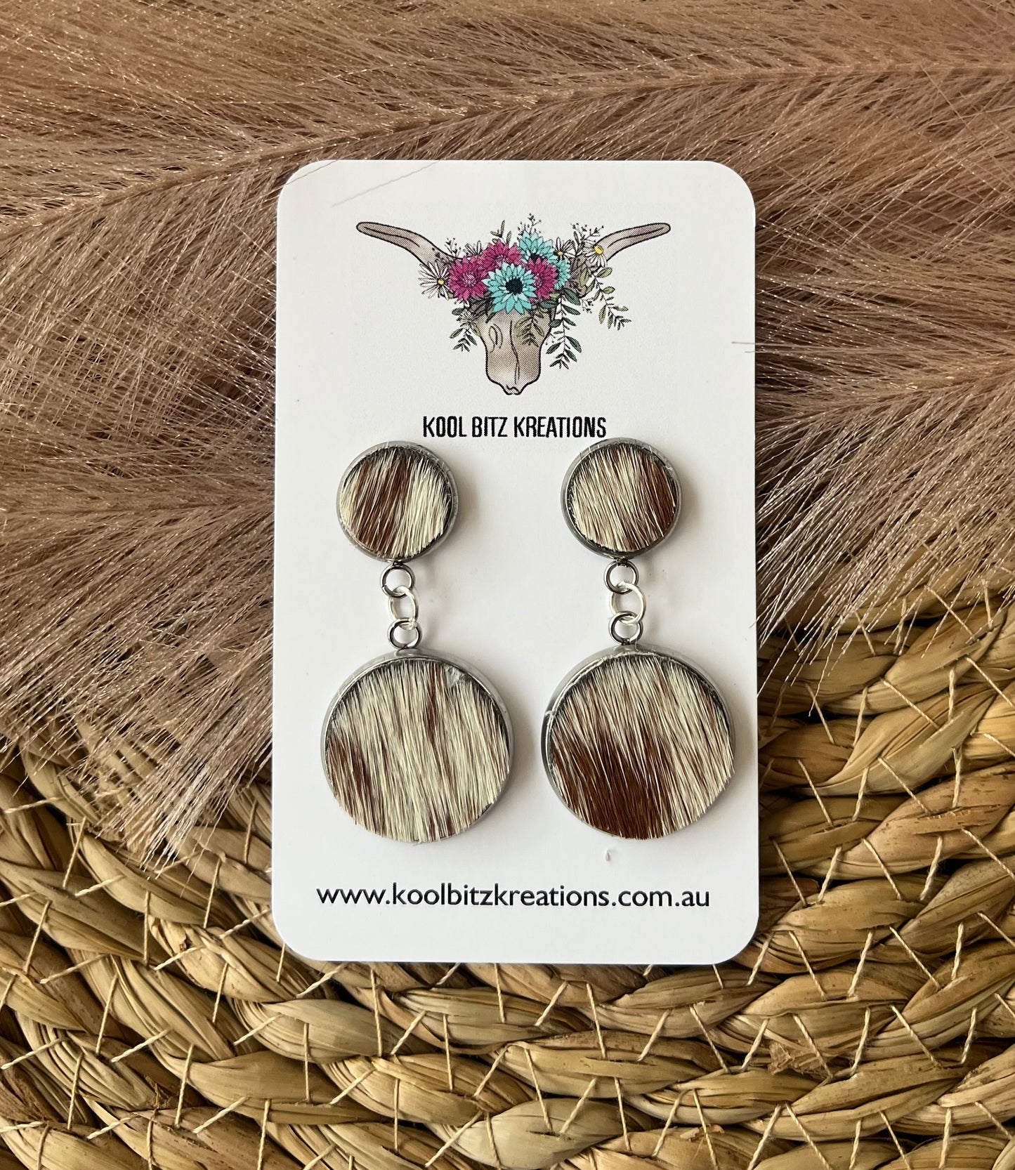 Small Cowhide Double Dangle Earring