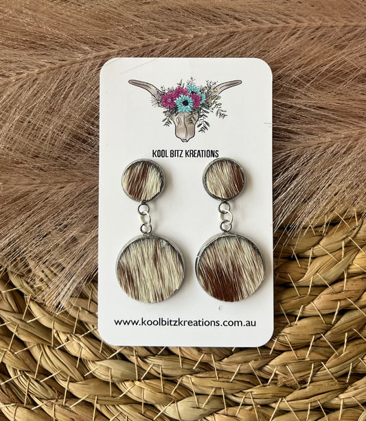 Small Cowhide Double Dangle Earring