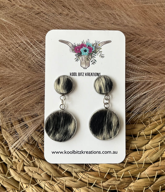 Small Cowhide Double Dangle Earring