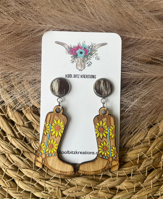 Boots Wooden Statement Earring