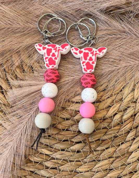 Pink Cow Keychain