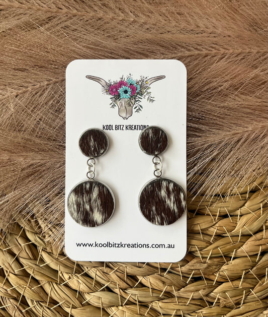 Small Cowhide Double Dangle Earring