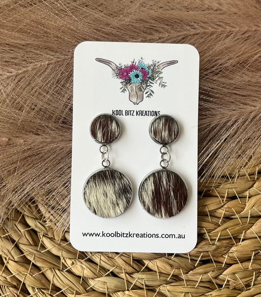 Small Cowhide Double Dangle Earring