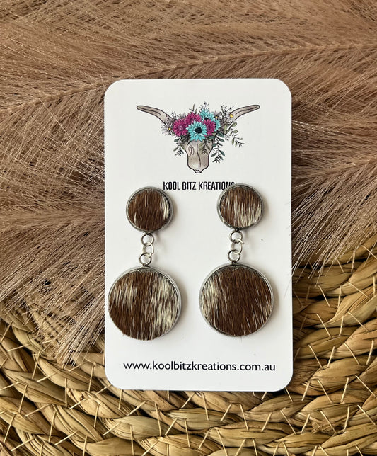 Small Cowhide Double Dangle Earring