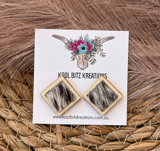 Cowhide Square Earring