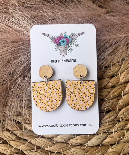 Small Paper & Wood Statement Earring