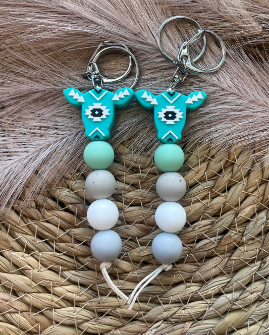 Turquoise Cow Keychain