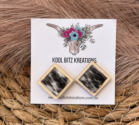 Cowhide Square Earring