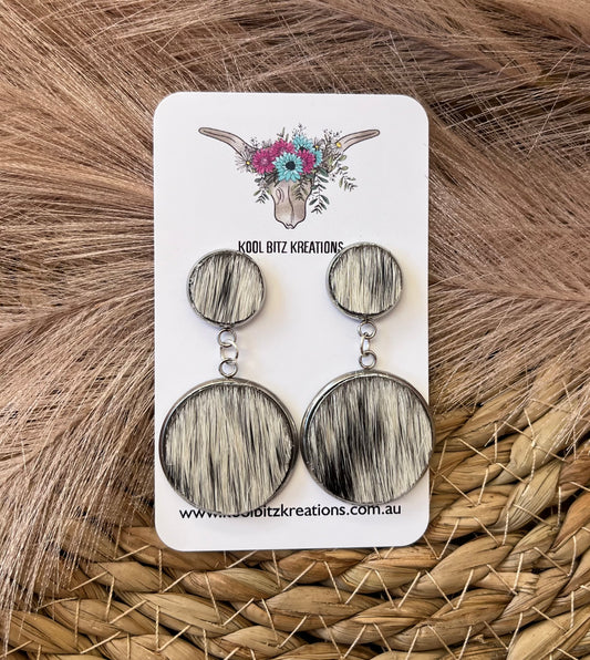 Large Cowhide Double Dangle Earring