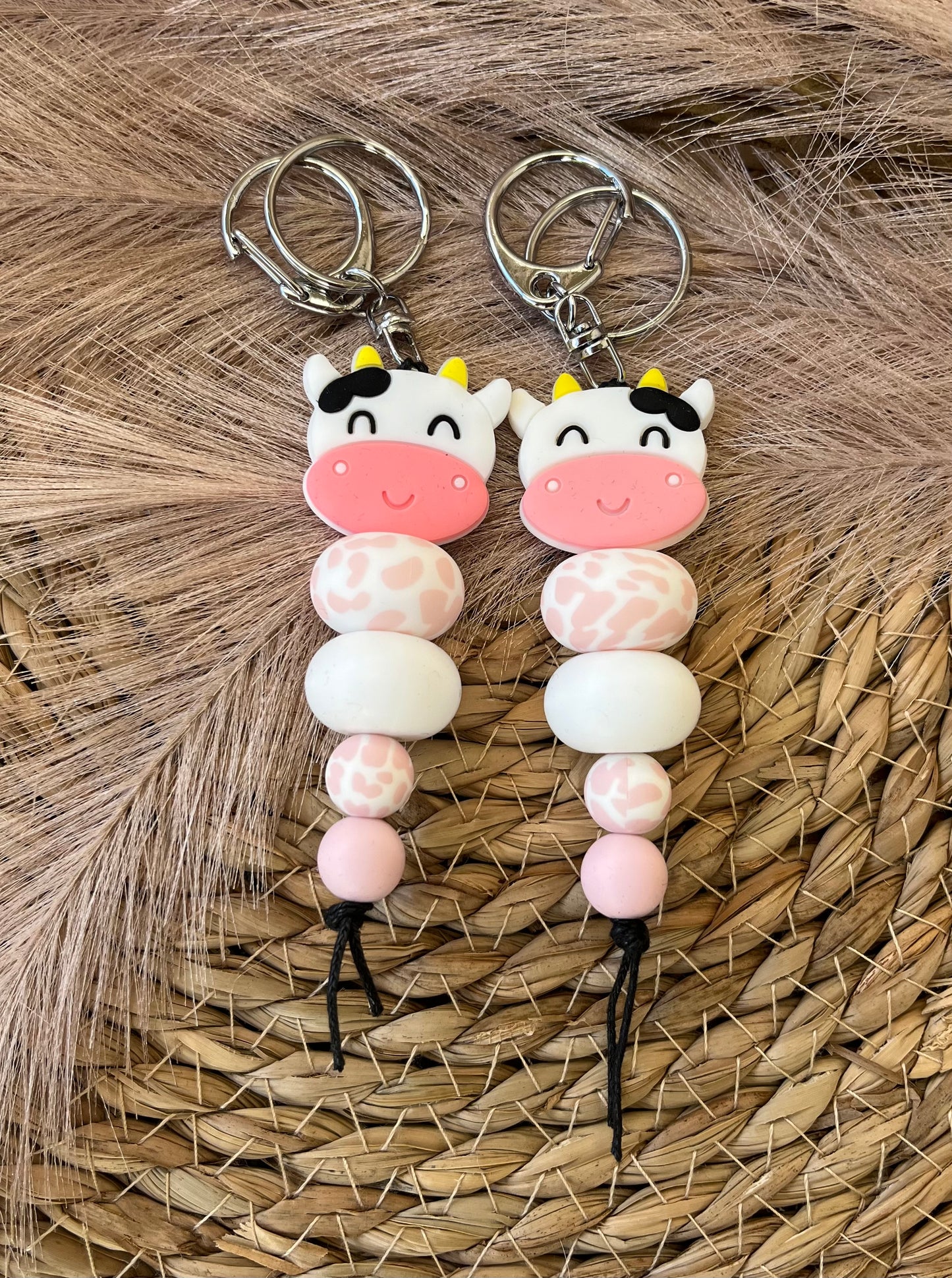 Pink Cow Keychain