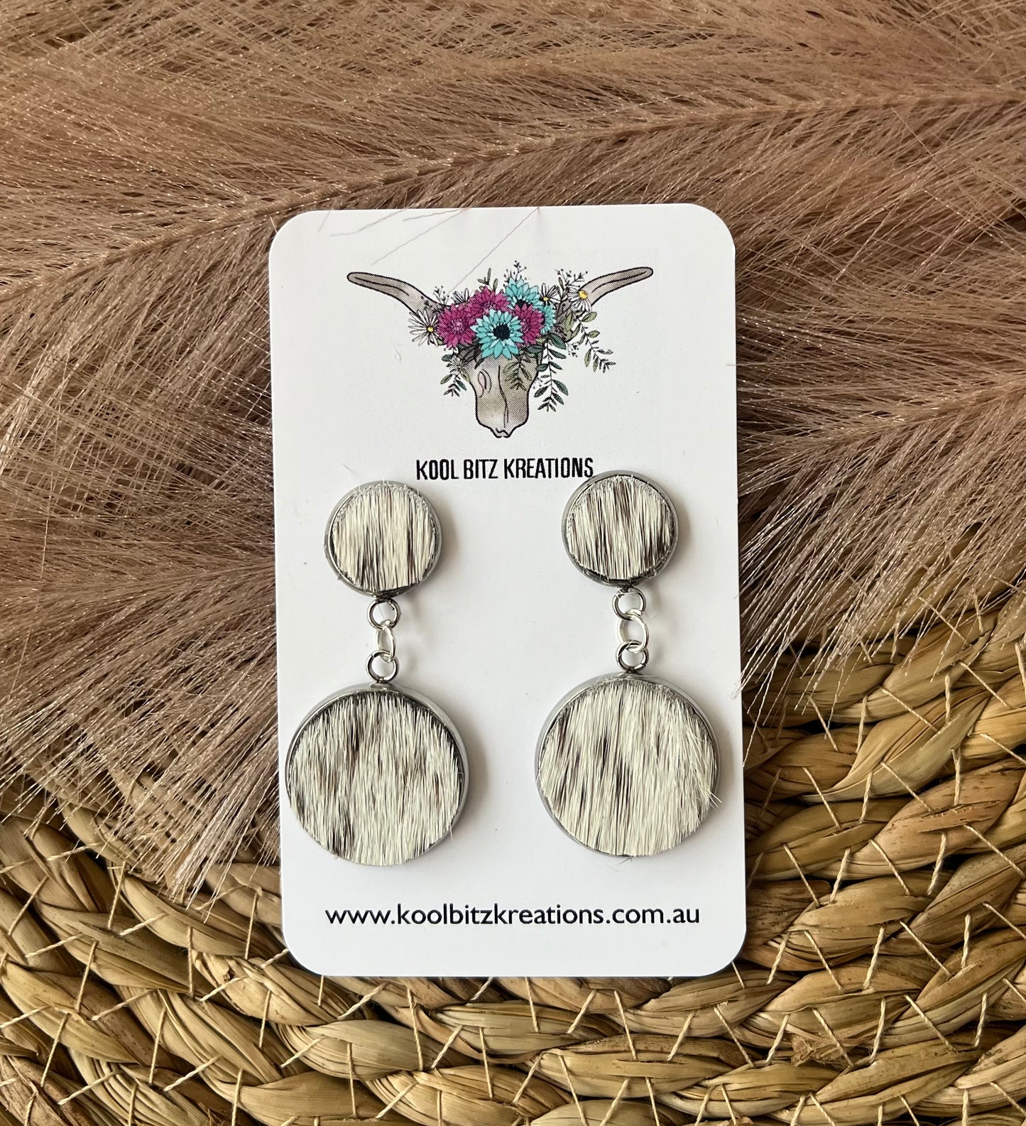 Small Cowhide Double Dangle Earring