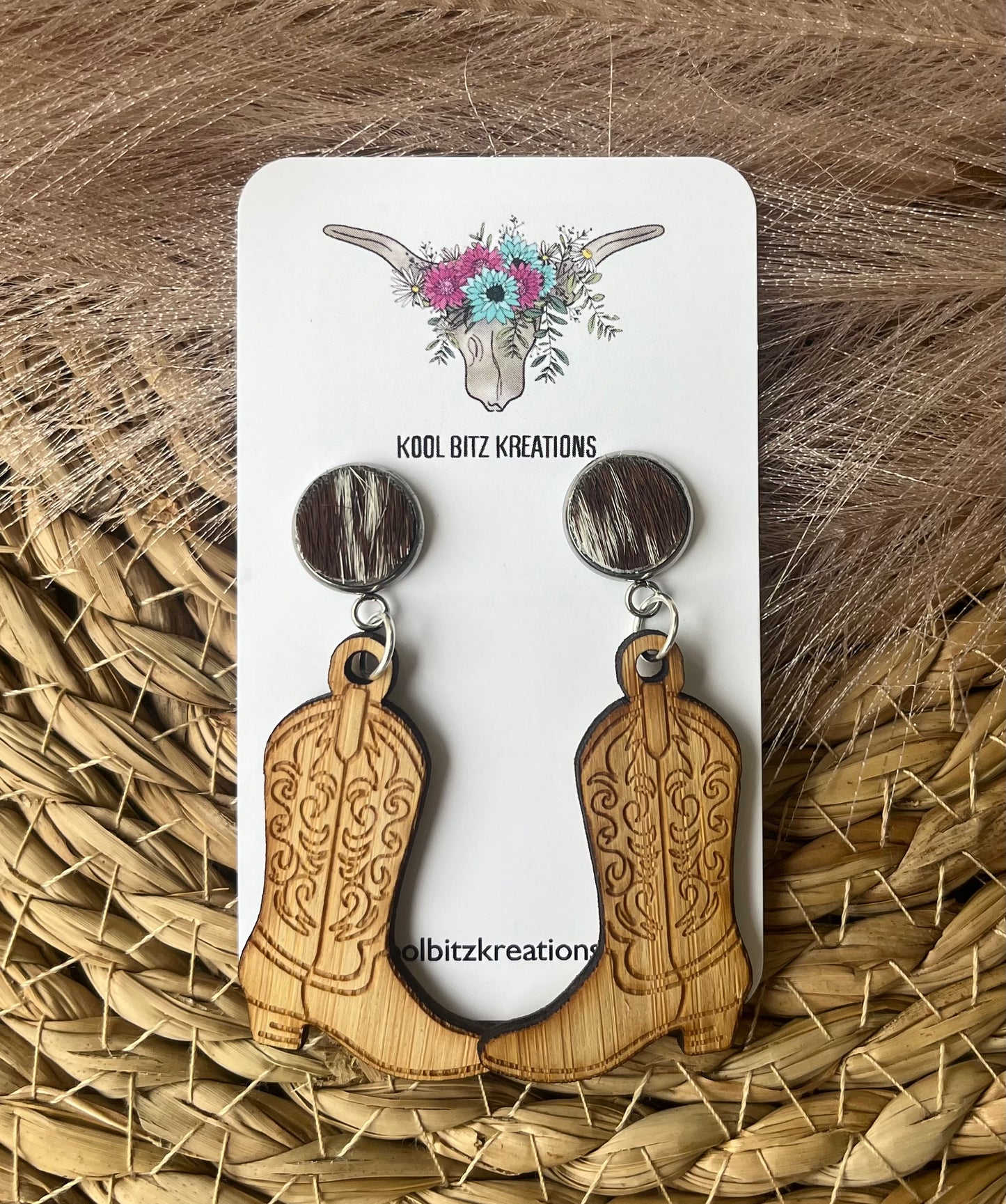 Boots Wooden Statement Earring