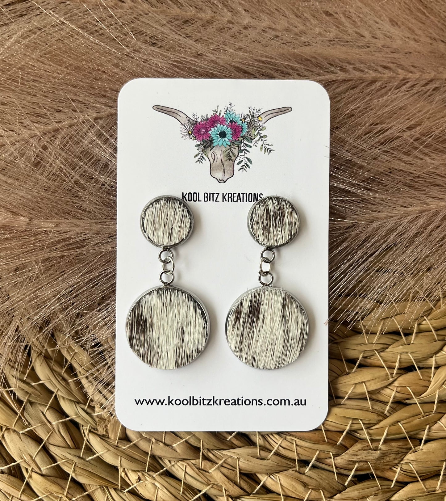 Small Cowhide Double Dangle Earring