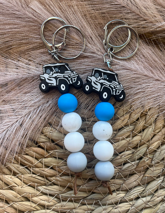 Blue Buggy Cow Keychain