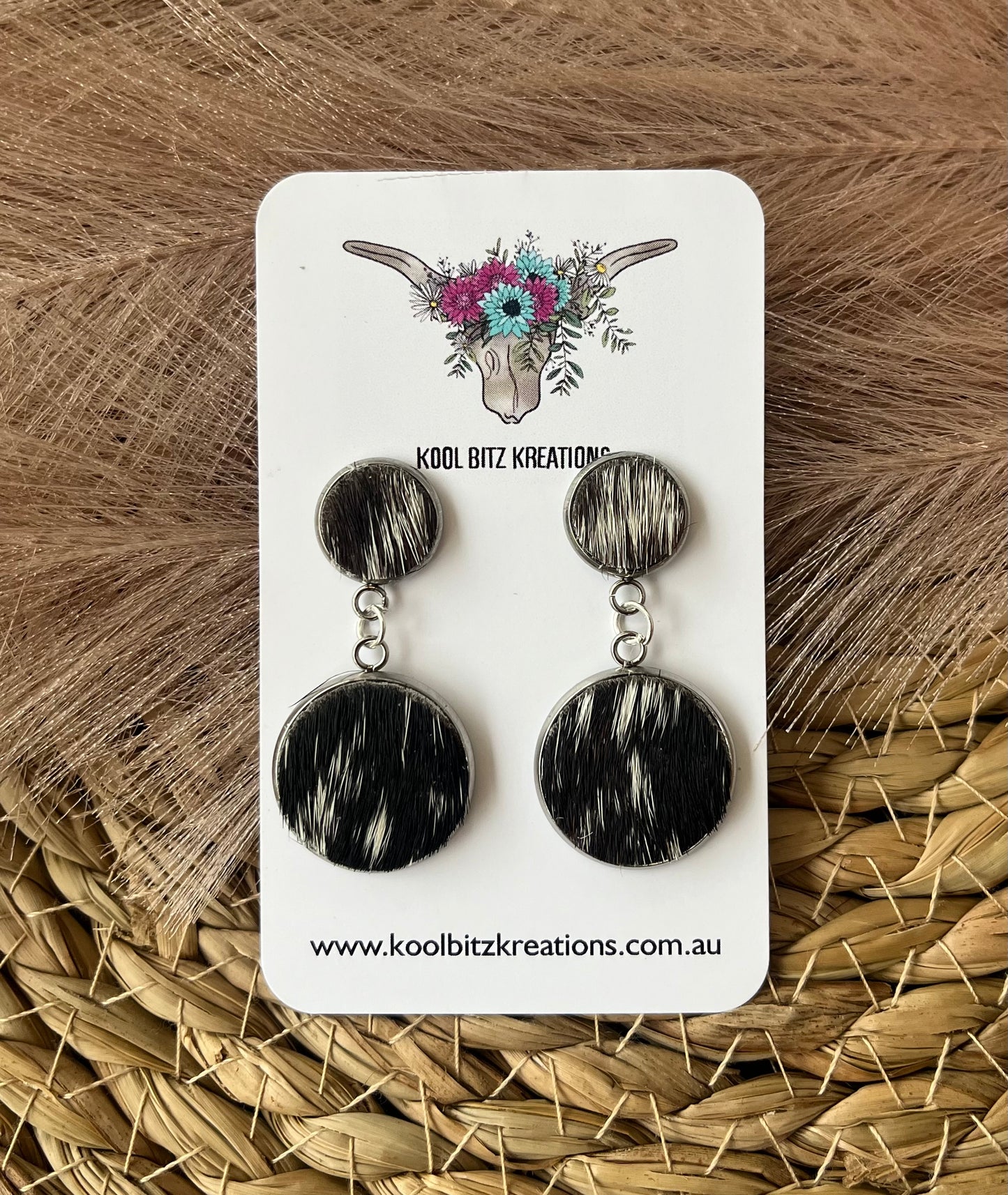 Small Cowhide Double Dangle Earring