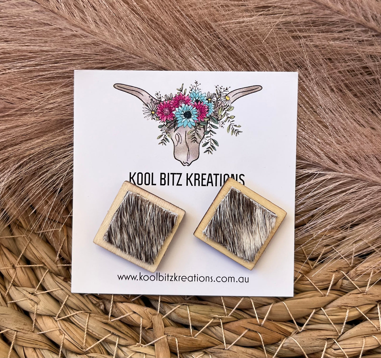 Cowhide Square Earring